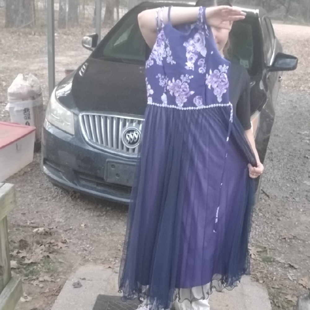 Speechless Purple Floral Kids Formal Dress